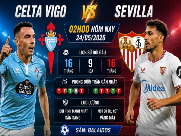 Số liệu thống kê về Celta Vigo gặp Sevilla hôm nay ngày 24/05